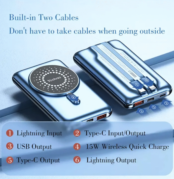 LC43.png Yoobao LC4 10000mAh Built-in Dual Cable Multi-functional Portable Power SupplY