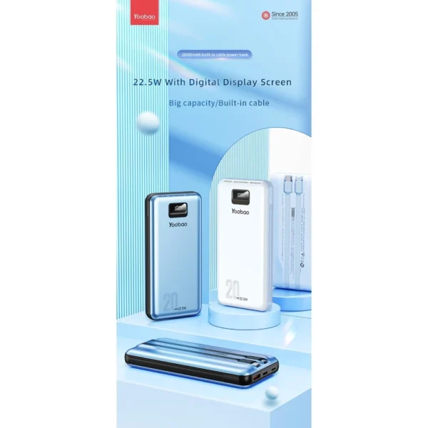 my-11134201-7rasc-m2xq549xnusi02.webp Yoobao Fast Charging Powerbank Built in Cables Lightning & Type C - LC2PRO (10000mAh)