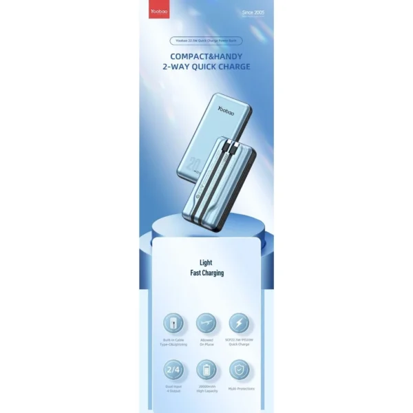 my-11134201-7rasd-m2xq59tfjwyqb0.webp Yoobao LC6 20000mAh Fast Charging Power Bank Built in Cables (Lightning & Type C) PD3.0/QC3.0/SCP22.5W