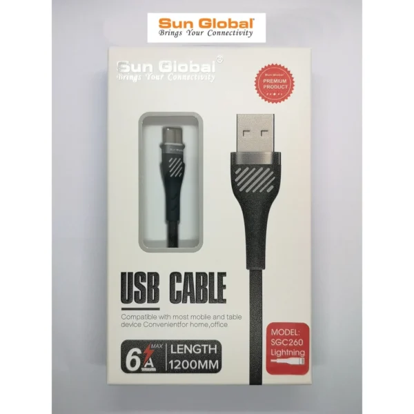 sg-11134201-22100-mwstf20kl2ivf6.webp SUN GLOBAL (SGC260) FAST CHARGING CABLE 6A - IP USB (1.2M)